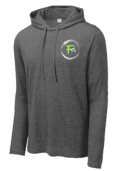 Grey Hooded-Tee with GreenFG Circle Logo	