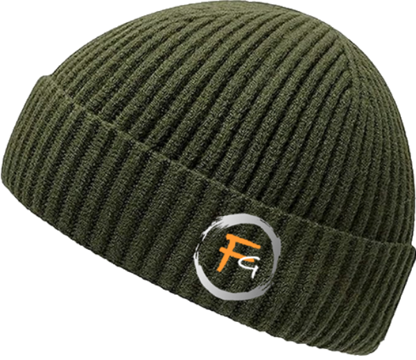 Green Short Beanie with Orange Fg